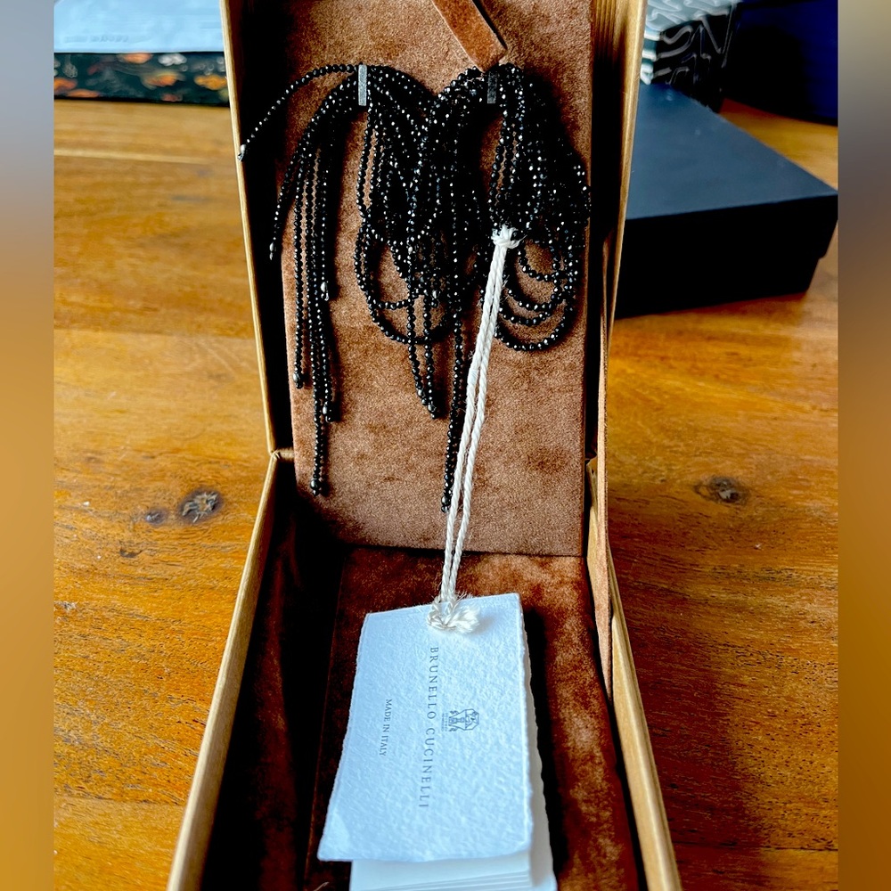 🔥❤️ Brunello Cucinelli Black Monili Loop Earrings 🔥❤️